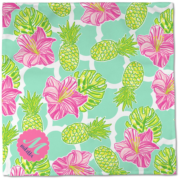 Preppy Hibiscus Cloth Napkins - Personalized Dinner (Full Open)