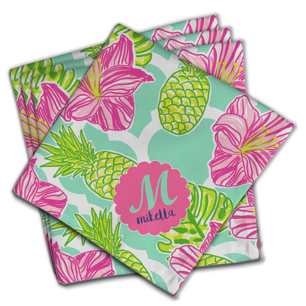 Custom Preppy Hibiscus Cloth Napkins (Set of 4) (Personalized)