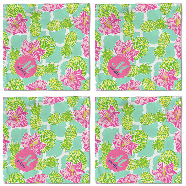 Preppy Hibiscus Cloth Napkins - Personalized Lunch (APPROVAL) Set of 4
