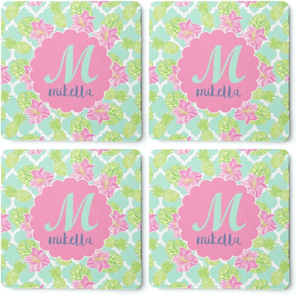 Preppy Hibiscus Coaster Rubber Back - Apvl