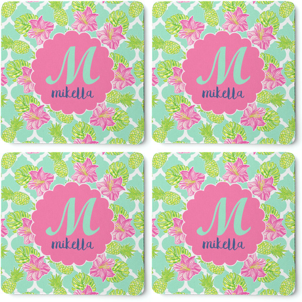 Preppy Hibiscus Coaster Rubber Back - Apvl