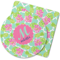 Preppy Hibiscus Rubber Backed Coaster (Personalized)