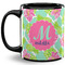 Preppy Hibiscus 11 Oz Coffee Mug - Black (Personalized)