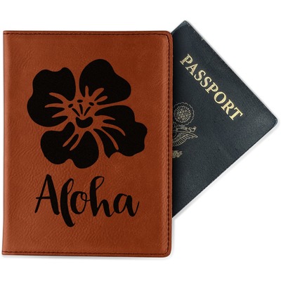 Preppy Hibiscus Passport Holder - Faux Leather (Personalized)
