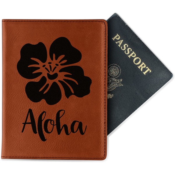 Custom Preppy Hibiscus Passport Holder - Faux Leather (Personalized)