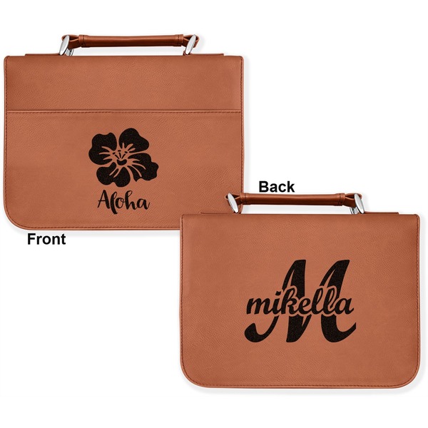 Preppy Hibiscus Cognac Leatherette Bible Covers - Large Double Sided Apvl