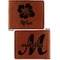 Preppy Hibiscus Cognac Leatherette Bifold Wallets - Front and Back
