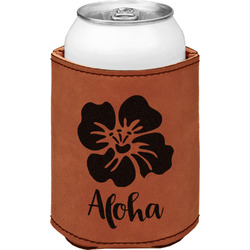 Preppy Hibiscus Leatherette Can Sleeve - Single Sided (Personalized)