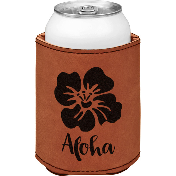 Custom Preppy Hibiscus Leatherette Can Sleeve - Single Sided (Personalized)