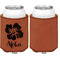 Preppy Hibiscus Cognac Leatherette Can Sleeve - Single Sided Front and Back