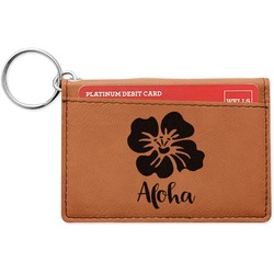 Preppy Hibiscus Leatherette Keychain ID Holder - Double Sided (Personalized)