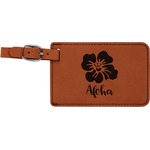 Preppy Hibiscus Leatherette Luggage Tag (Personalized)