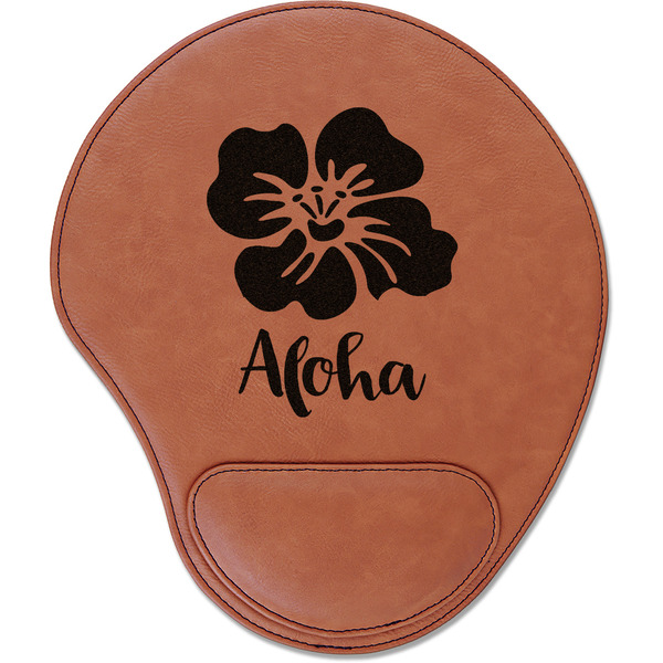 Custom Preppy Hibiscus Leatherette Mouse Pad with Wrist Support (Personalized)