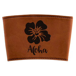 Preppy Hibiscus Leatherette Cup Sleeve (Personalized)