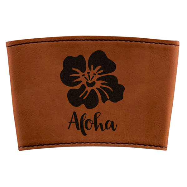 Custom Preppy Hibiscus Leatherette Cup Sleeve (Personalized)