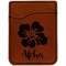 Preppy Hibiscus Cognac Leatherette Phone Wallet close up