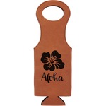 Preppy Hibiscus Leatherette Wine Tote - Double Sided (Personalized)