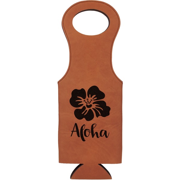 Custom Preppy Hibiscus Leatherette Wine Tote - Single Sided (Personalized)