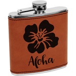 Preppy Hibiscus Leatherette Wrapped Stainless Steel Flask (Personalized)