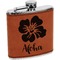 Preppy Hibiscus Cognac Leatherette Wrapped Stainless Steel Flask