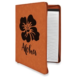 Preppy Hibiscus Leatherette Zipper Portfolio with Notepad (Personalized)