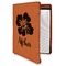Preppy Hibiscus Cognac Leatherette Zipper Portfolios with Notepad - Main