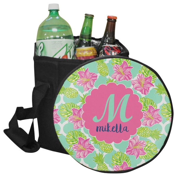 Custom Preppy Hibiscus Collapsible Cooler & Seat (Personalized)
