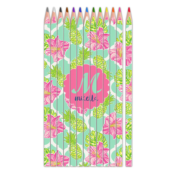 Custom Preppy Hibiscus Colored Pencils (Personalized)