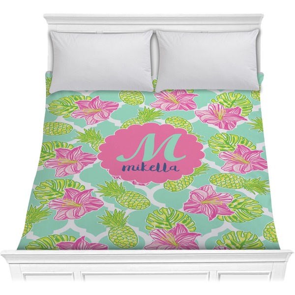 Custom Preppy Hibiscus Comforter - Full / Queen (Personalized)