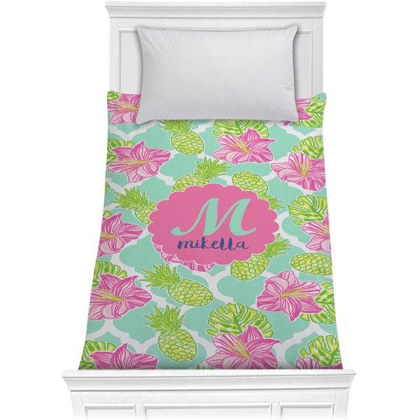 Custom Preppy Hibiscus Comforter - Twin XL (Personalized)