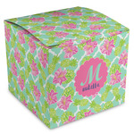 Preppy Hibiscus Cube Favor Gift Boxes (Personalized)