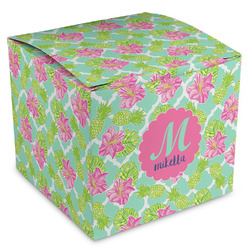 Preppy Hibiscus Cube Favor Gift Boxes (Personalized)