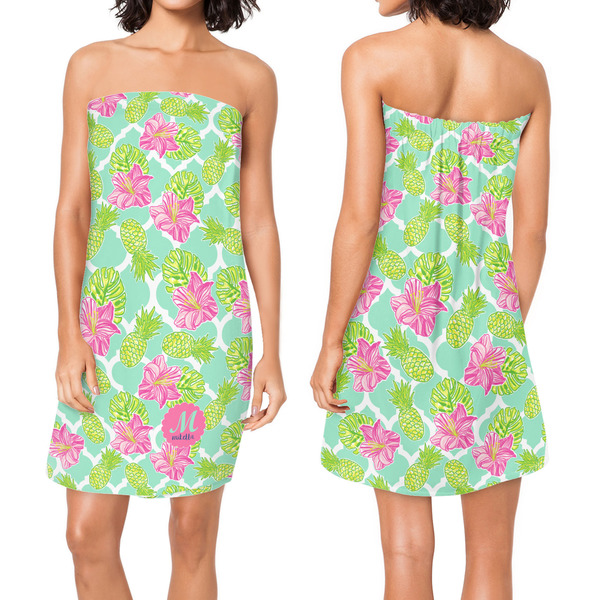 Preppy Hibiscus Custom Bath Wrap - Front & Back View