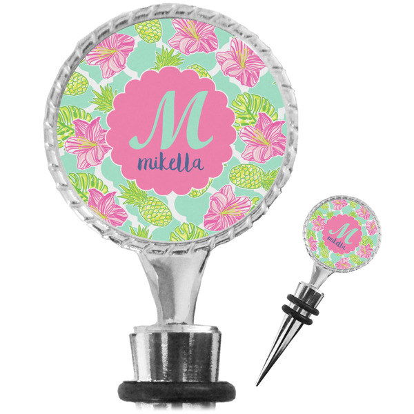 Custom Preppy Hibiscus Wine Bottle Stopper (Personalized)