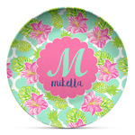 Preppy Hibiscus Microwave Safe Plastic Plate - Composite Polymer (Personalized)