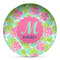 Preppy Hibiscus Microwave Safe Plastic Plate - Composite Polymer (Personalized)