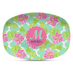Preppy Hibiscus Plastic Platter - Microwave & Oven Safe Composite Polymer (Personalized)