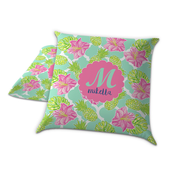 Preppy Hibiscus Decorative Pillow Case - TWO