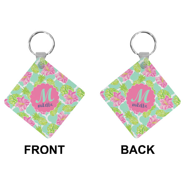 Preppy Hibiscus Diamond Keychain (Front + Back)