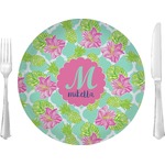 Preppy Hibiscus 10" Glass Lunch / Dinner Plates - Single or Set (Personalized)
