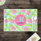 Preppy Hibiscus Disposable Paper Placemat - In Context