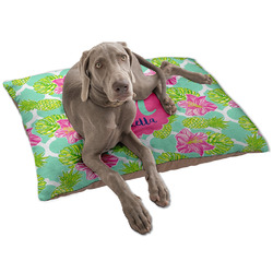 Preppy Hibiscus Dog Bed - Large w/ Name and Initial