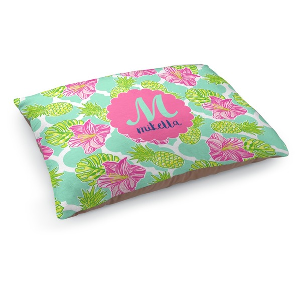 Custom Preppy Hibiscus Dog Bed - Medium w/ Name and Initial