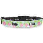 Preppy Hibiscus Deluxe Dog Collar - Small (8.5" to 12.5") (Personalized)
