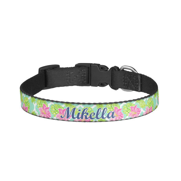 Custom Preppy Hibiscus Dog Collar - Small (Personalized)