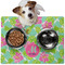 Preppy Hibiscus Dog Food Mat - Medium w/ Name and Initial