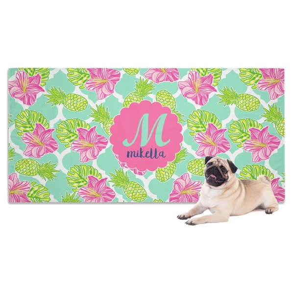 Custom Preppy Hibiscus Dog Towel (Personalized)