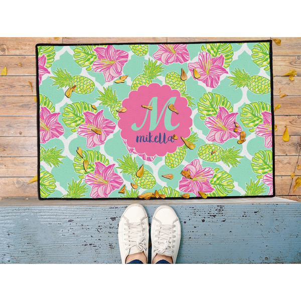 Preppy Hibiscus Door Mat - LIFESTYLE (Med)