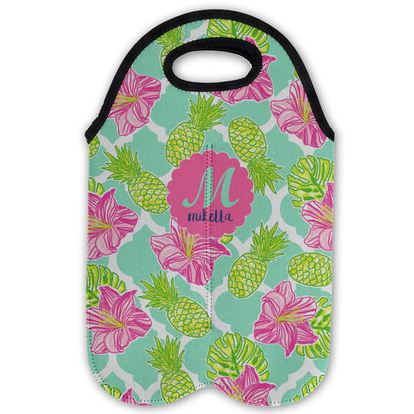 Preppy Hibiscus Double Wine Tote - Flat (new)