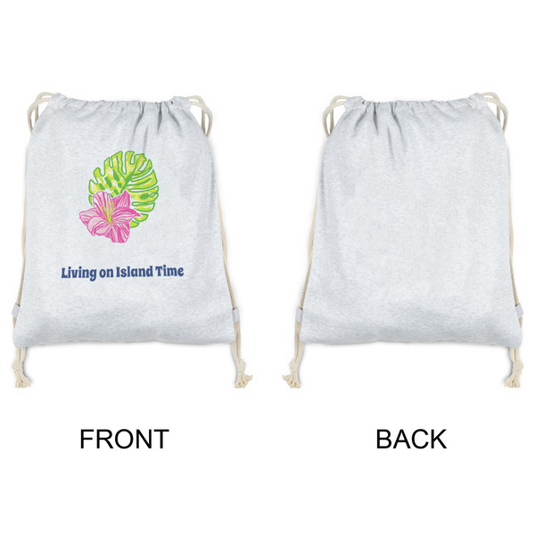Preppy Hibiscus Drawstring Backpacks - Sweatshirt Fleece - Single Sided - APPROVAL